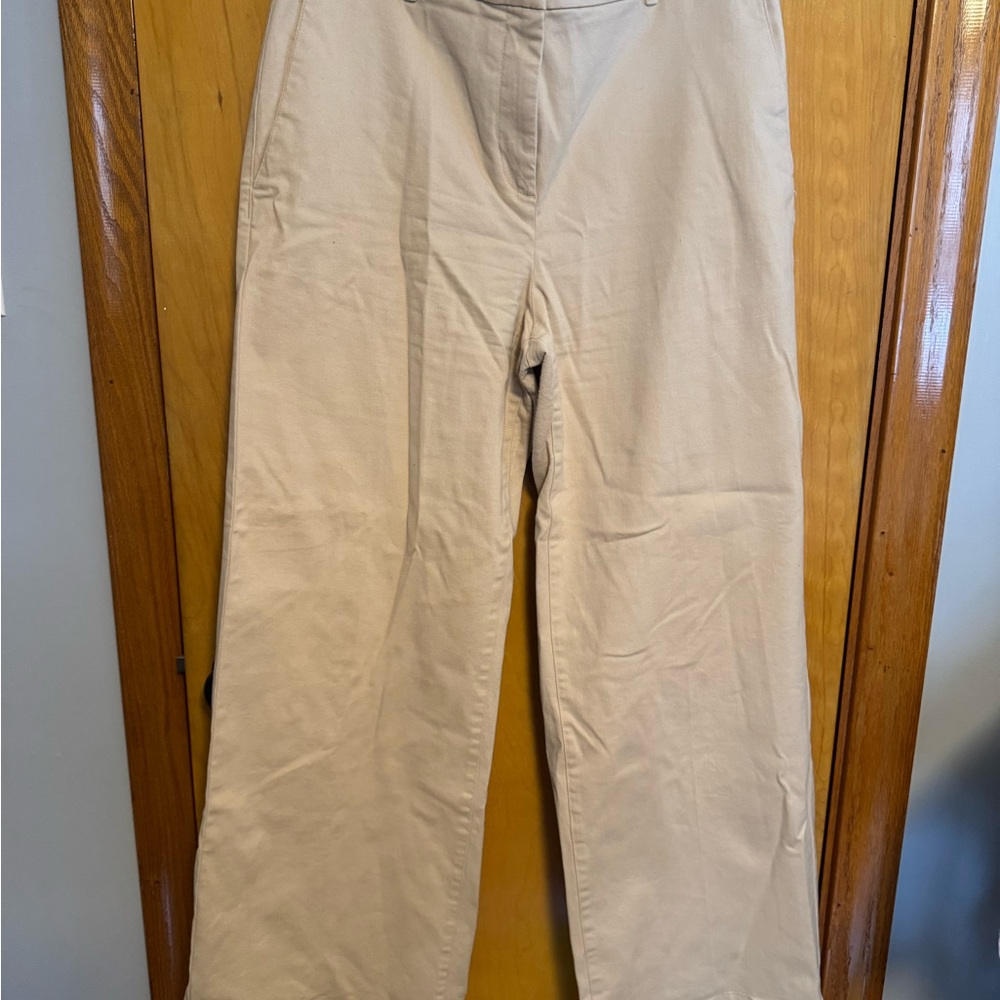 Ann Taylor Cream Wide Leg High Rise Trousers